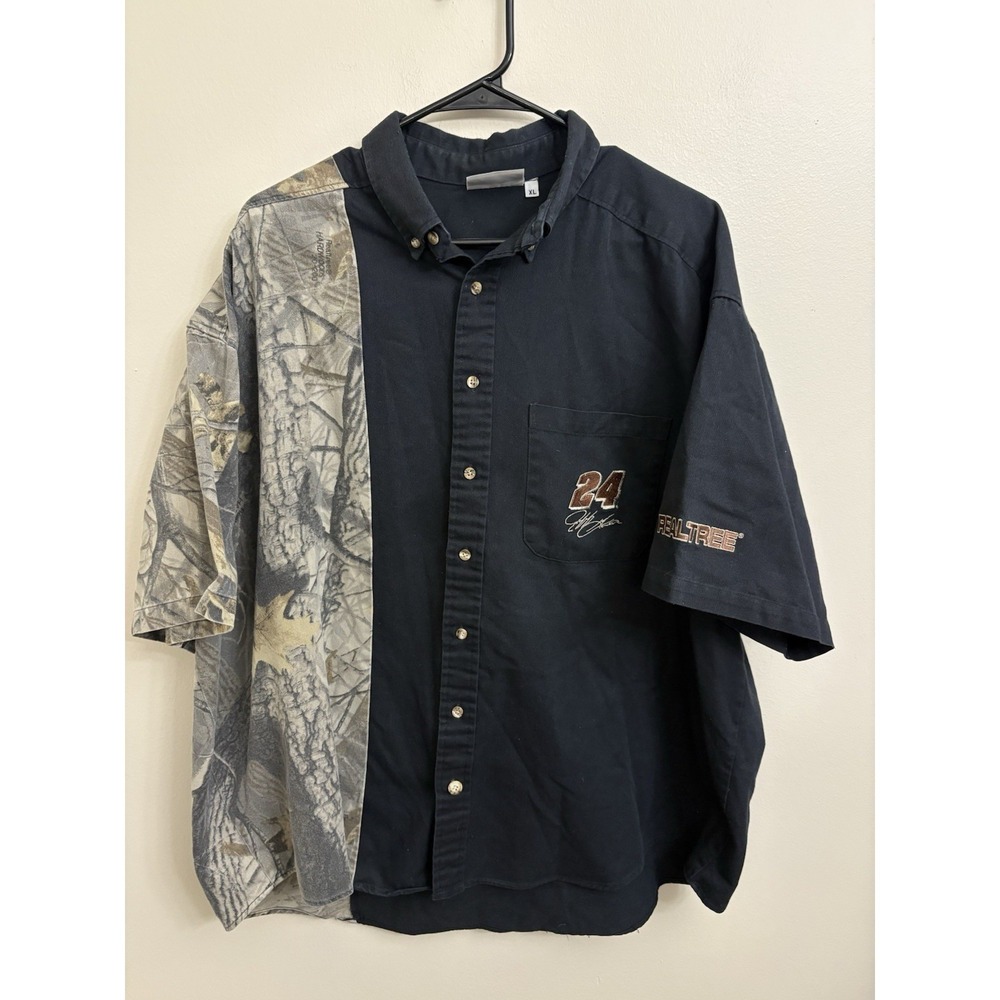 Vintage Jeff Gordon #24 Realtree Camo NASCAR Button Down Shirt Mens XL Chase